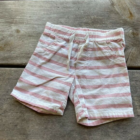 Old Navy Boys Shorts Size 12-18 Months Red Cream Striped Summer‎ Vacation Beach - Picture 7 of 7